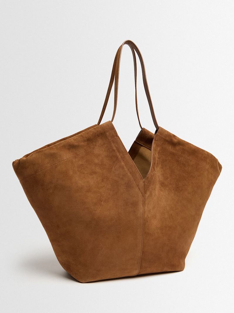 Soft Suede Calf Leather Large Capacity Tote Shoulder Bag
