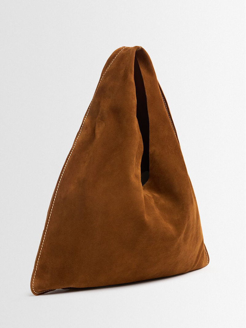 Triangle Soft Calf Suede Single Handle Handheld Hobo Bag