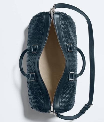 Denim Intrecciato Woven Leather Large Duffle Travel Bag