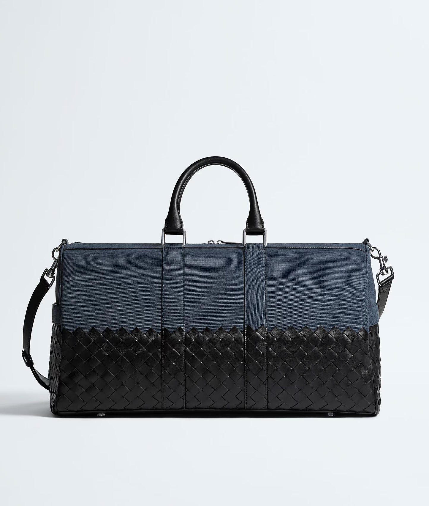 Two-Tone Canvas & Intrecciato Leather Large Duffle Bag