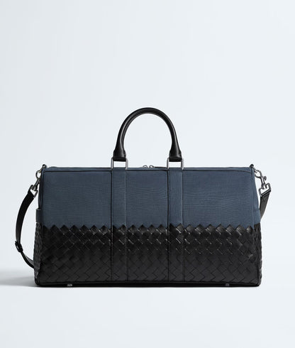 Two-Tone Canvas & Intrecciato Leather Large Duffle Bag