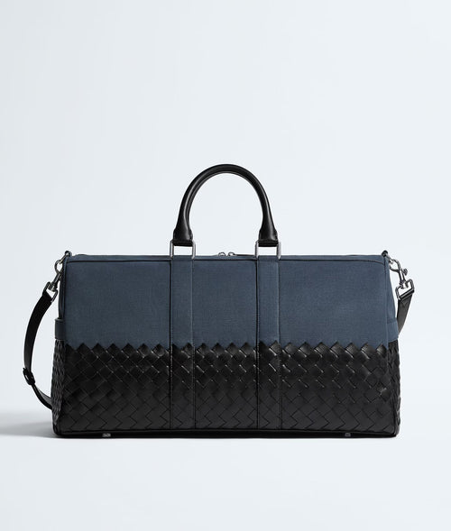 Two-Tone Canvas & Intrecciato Leather Large Duffle Bag