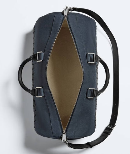 Two-Tone Canvas & Intrecciato Leather Large Duffle Bag