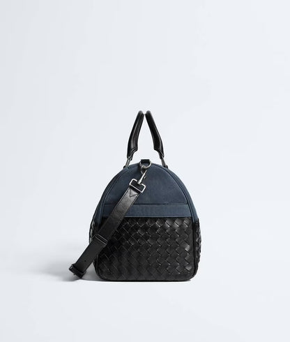 Two-Tone Canvas & Intrecciato Leather Large Duffle Bag