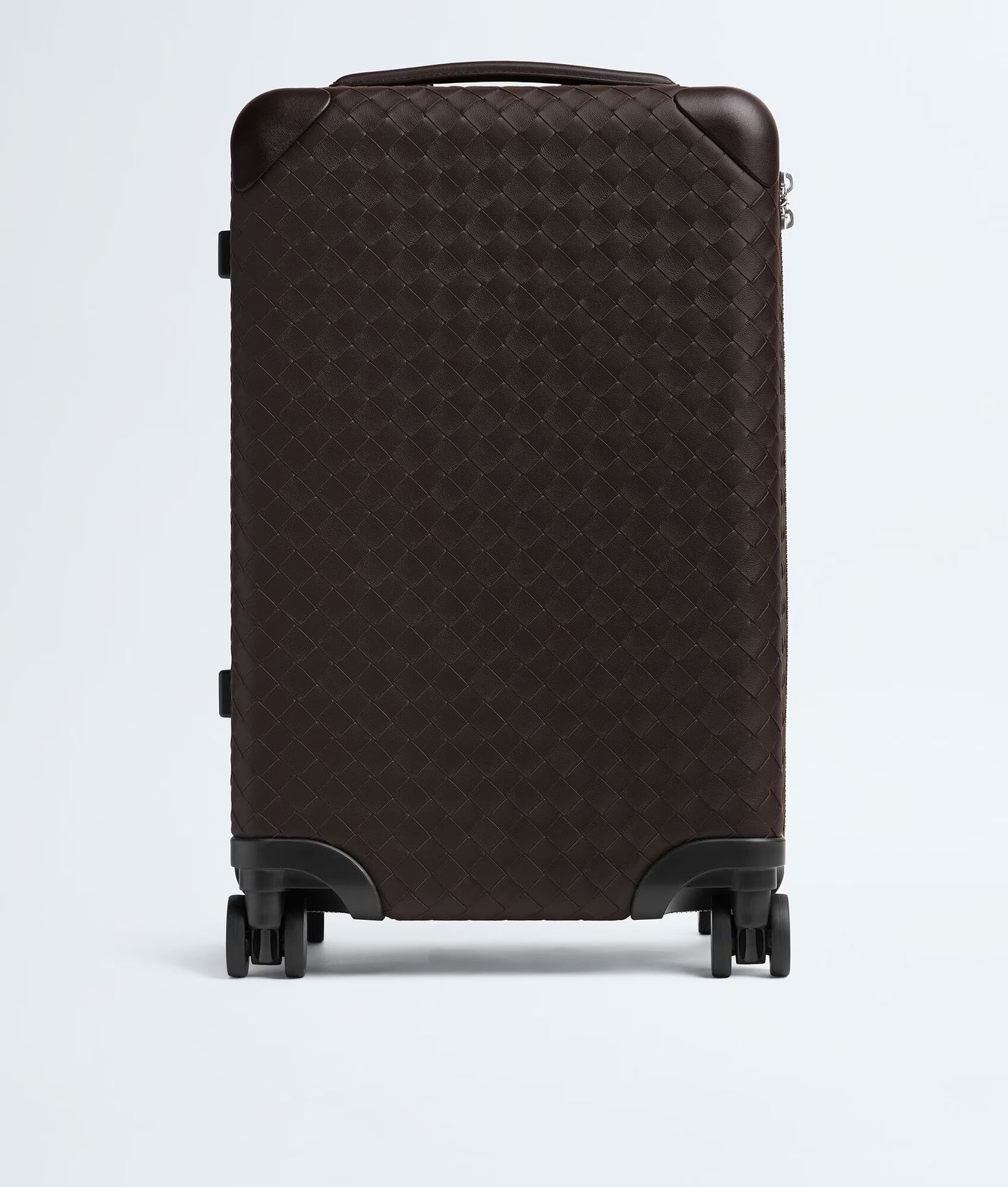 Black Intrecciato Calfskin Wrapped ABS Cabin Trolley Luggage
