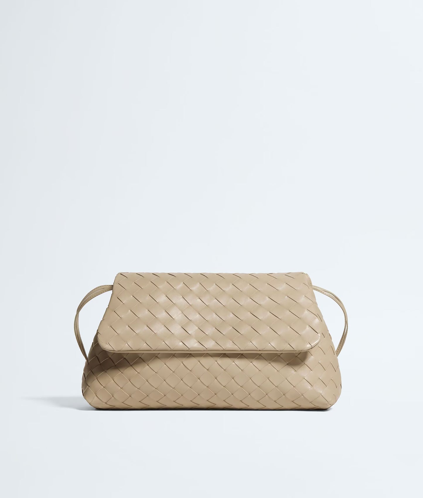 Intrecciato Woven Leather Drawstring Flap Shoulder Pouch