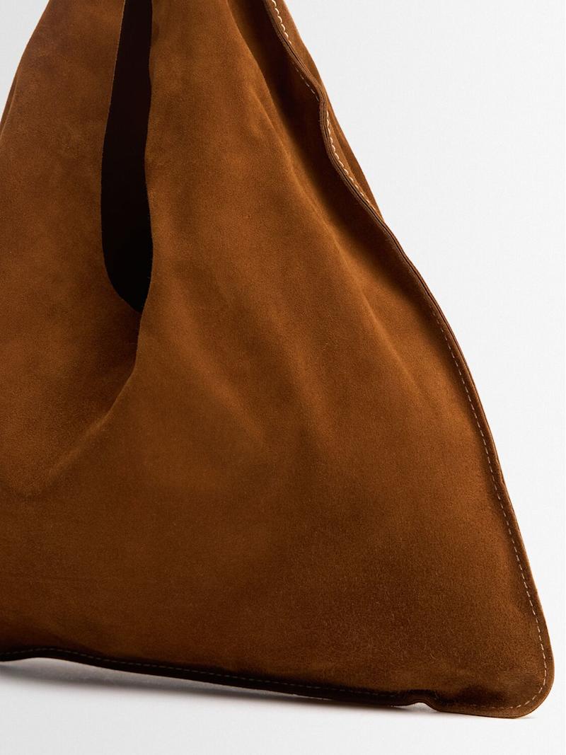 Triangle Soft Calf Suede Single Handle Handheld Hobo Bag
