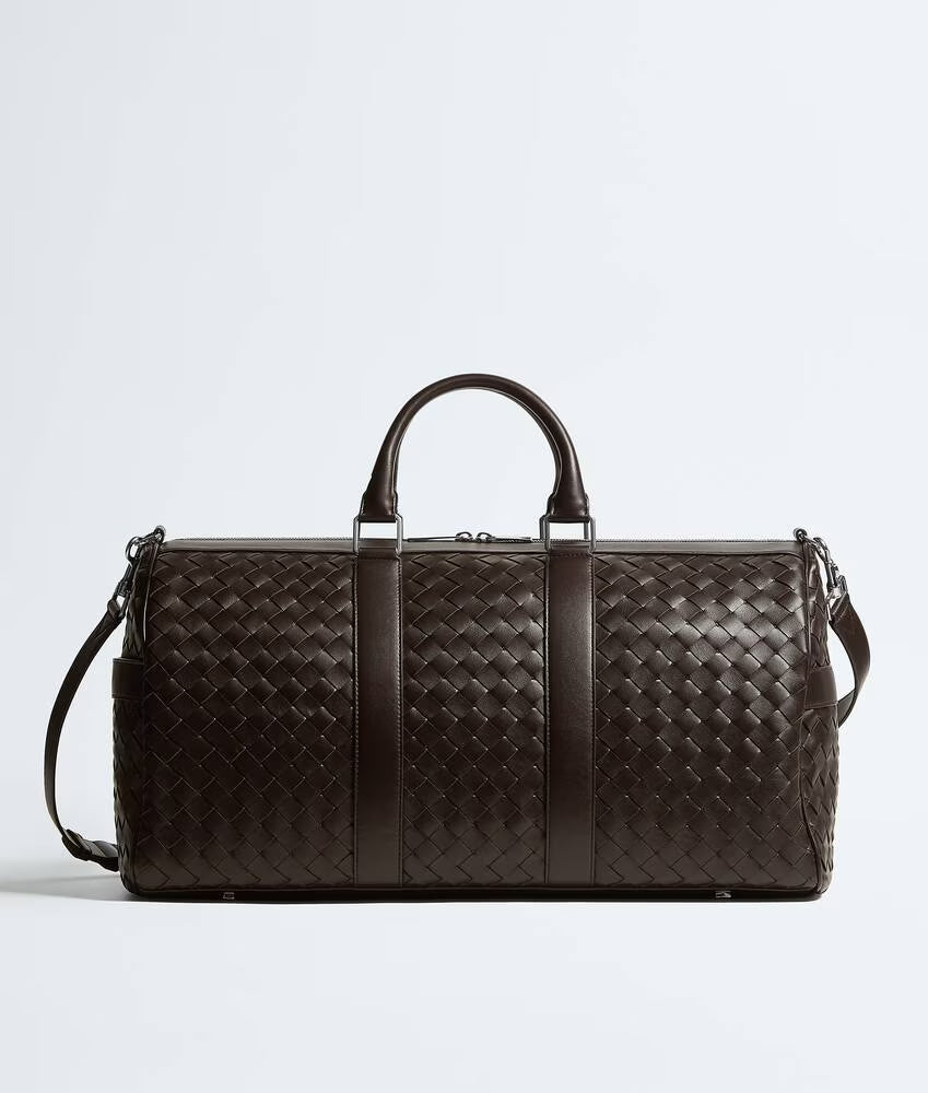Denim Intrecciato Woven Leather Large Duffle Travel Bag